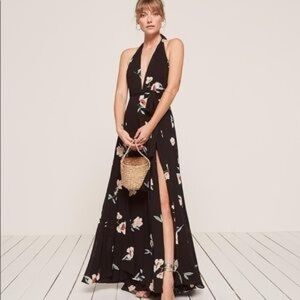 Reformation Waltz Dress Black Floral